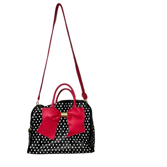 Betsey Johnson Handbags - Betsey Johnson Polka Dot Red Bow Duffle Bag NWOT